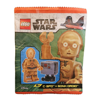 LEGO Star Wars C-3PO, Gonk Droid Paper Bag Minifigure 912310 Sealed Retired Rare