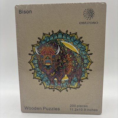 ESTROSO Wooden Puzzles for Adults - American 200 Piece Wooden Jigsaw Bison