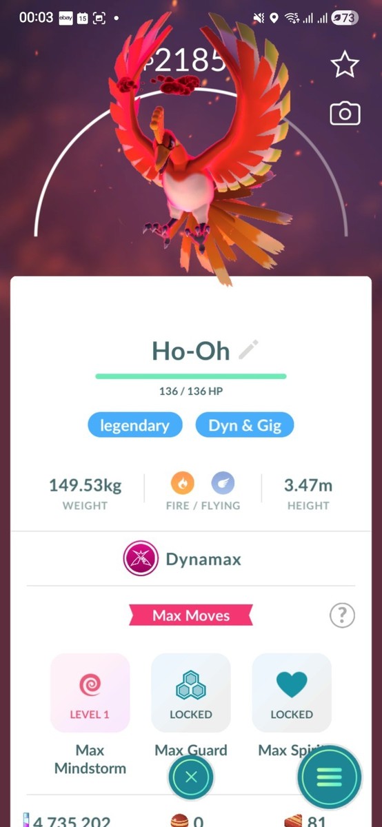 Dynamax Ho-Oh Pokemon Ultra Friends / Registered Go | eBay