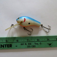 Vintage Wood Bagleys Diving Killer B 2 Fishing Lure Blue Crankbait 3 