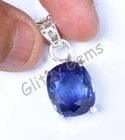 27.05 Ct Natural Blue Sapphire Cushion 925 Sterling Silver Pendant Certified
