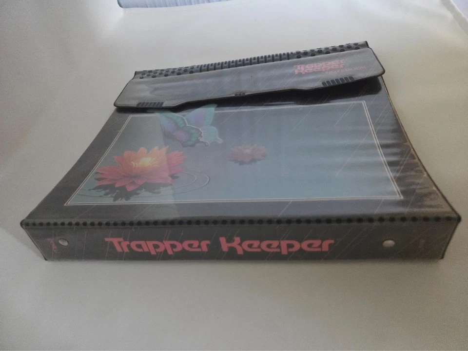 Cuaderno vintage Mead Trapper Keeper negro mariposa cubierta de nenúfar años 80 Foto 3 de 4