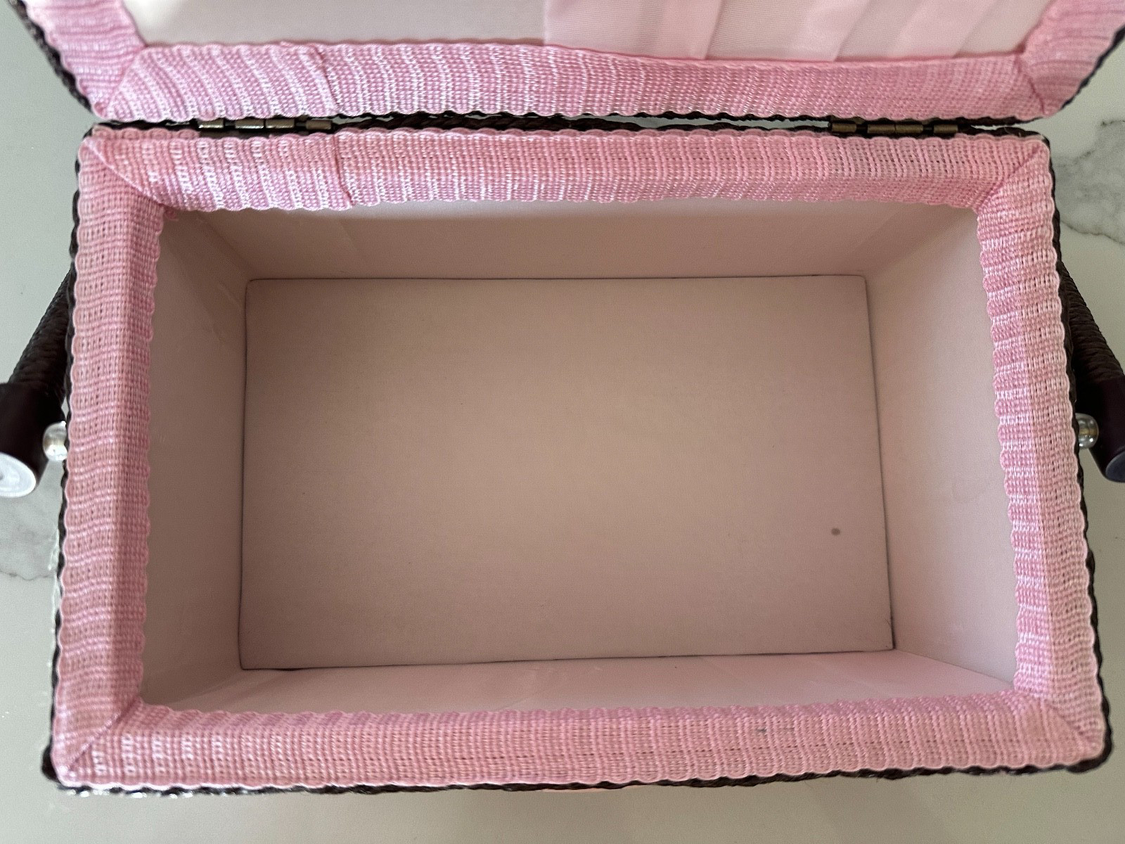 Dritz ~ Sewing Basket Small Rectangler ~Pink & Brown Floral~10x6x4