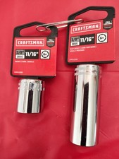 New Pair 3/8" drive Craftsman Shallow 43006 & Deep 43336  11/16 SAE 6pt Socket