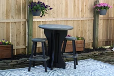 Leisure Accents Patio Table w/ 2 Barstools - Black/Deep Grey - Easy Assembly