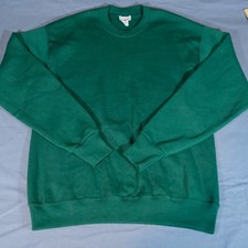 Vintage Bassett Walker Blank Green Crewneck Sweatshirt Sz Large USA 80s 90s