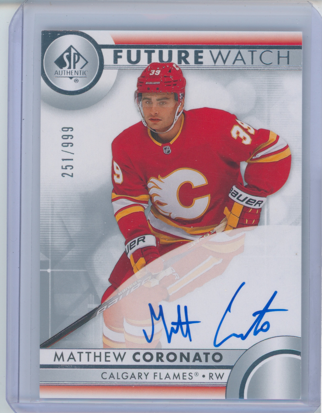 2023-24 UD SP Authentic #108 Matthew Coronato Future Watch Rookie Auto /999