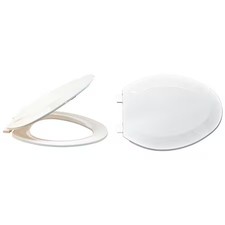 Toilet Seat With Cover, Self-Sustaining Hinge, Elongated, White, 65903