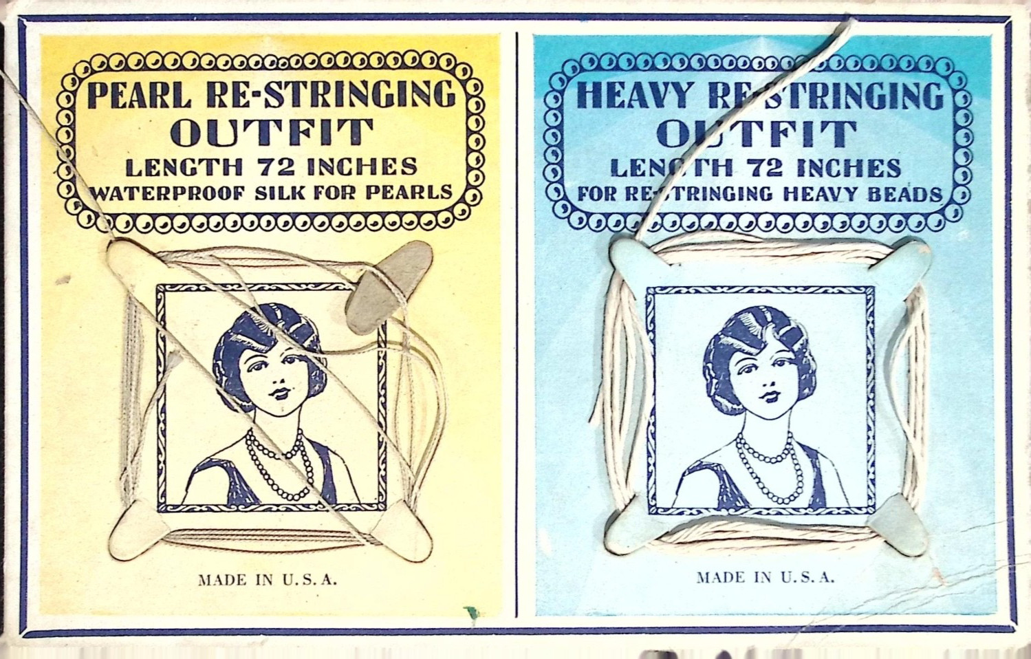 Vintage Pearl Restrining Outfit Heavy Restrining Bead Cord Display Card
