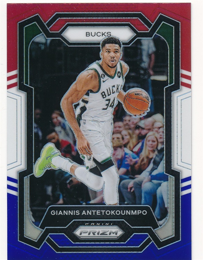 GIANNIS ANTETOKOUNMPO 2023-24 PANINI PRIZM RED WHITE BLUE #103 BUCKS MINT
