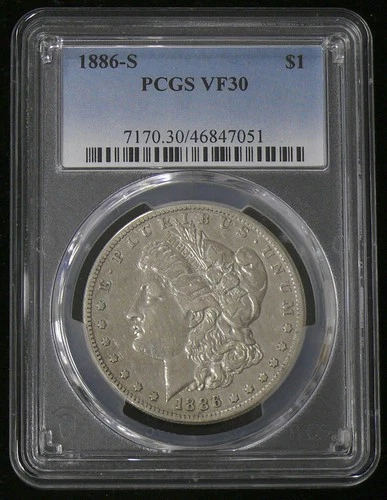 1886-S VF-30 BETTER DATE MORGAN SILVER DOLLAR - PCGS GRADED