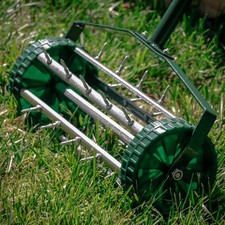 1x Spike Aerator Rolling Garden Yard Lawn Rotary Push Tine Soil Gardening Tool