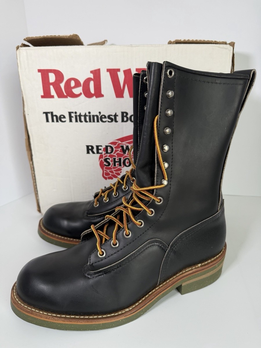 VINTAGE RED WING 919 BLACK LEATHER CLIMBER LINEMAN BOOTS GREEN