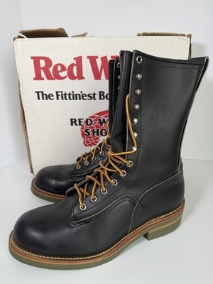VINTAGE RED WING 919 BLACK LEATHER CLIMBER LINEMAN BOOTS GREEN