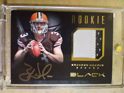 2012 Brandon Weeden Panini Black Rookie Autograph Patch RC /99 MINT    QTY