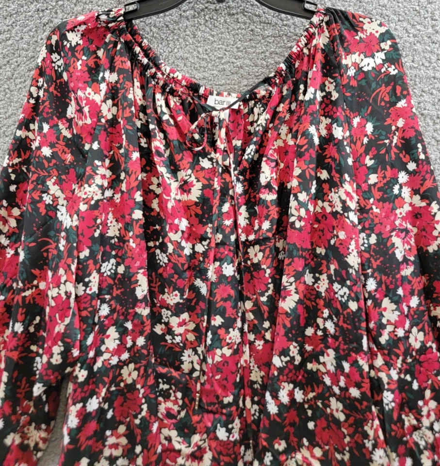 Blusa Campesina Bar III Talla Grande Estampado Floral Para Mujer 2X Negra/Granada Multi Foto 3 de 4