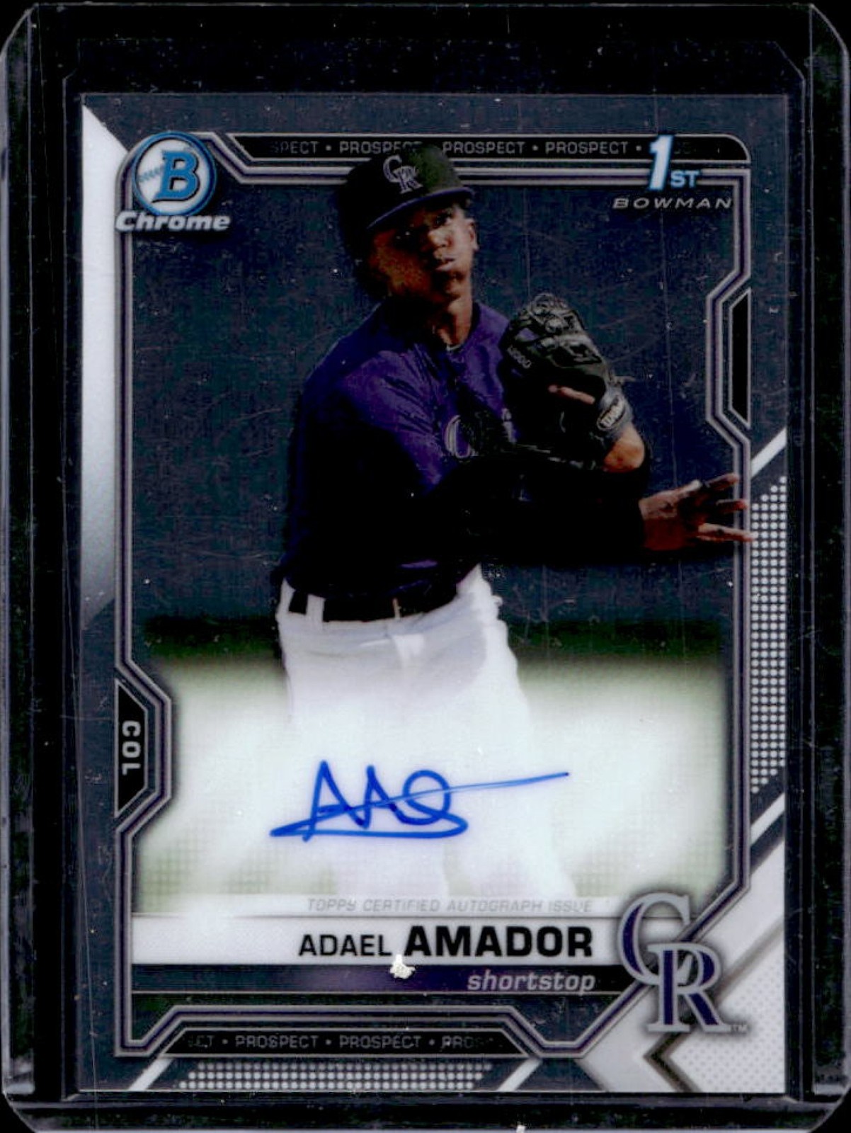2021 Bowman Adael Amador Chrome Auto Autograph 1st Prospect #CPA-AAM Rockies