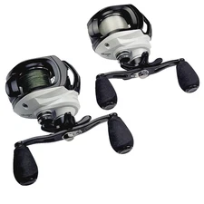 Okuma Baitcasting Reels Lot of 2 - White Black R/H Low Profile Stratus VI