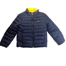Polo Ralph Lauren Jacket Boys S 7 Blue Yellow Reversible Puffer Full Zip Solid