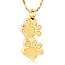 Pet Urns For Dogs/Cats - Pet Ashes Necklace - Paw Print Urn Necklace with Min...