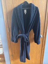 Daniel Buchler New York Plush Robe Mens L/XL Luxury Plush Terry Navy Blue w/Belt