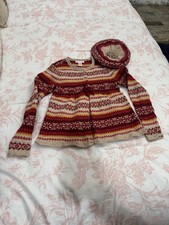 JANIE AND JACK GIRLS SWEATER SZ 8 W/ MATCHING HAT VINTAGE LINE SNOWY MEADOW 2008