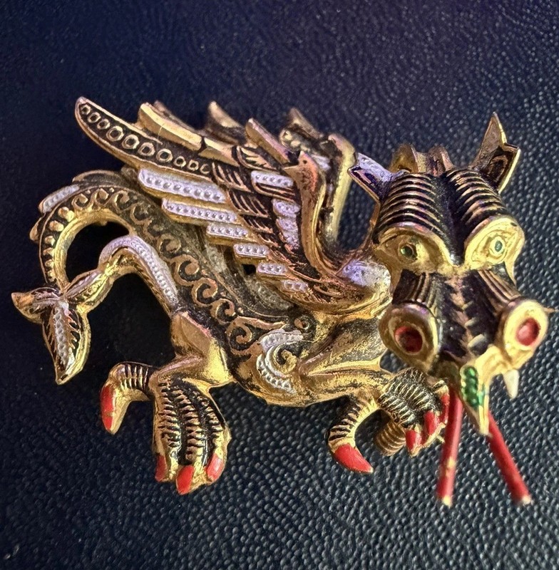 Vintage Dragon Brooch - Signed Spain - Very Nice Brooch 