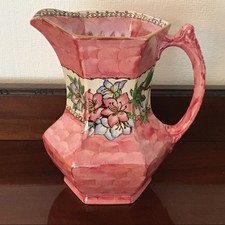 MALING POTTERY LUSTRE AZALEA ANGULAR JUG - PATTERN NUMBER 6598 ROSE - CIRCA 1959