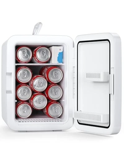 Compact Mini Fridge, 10L Portable Small Refrigerator, 2.6 Gal Mini White