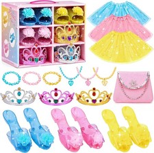 Princess Dress Up Set for Girl Age 3-6 with Her First Heels Skirts