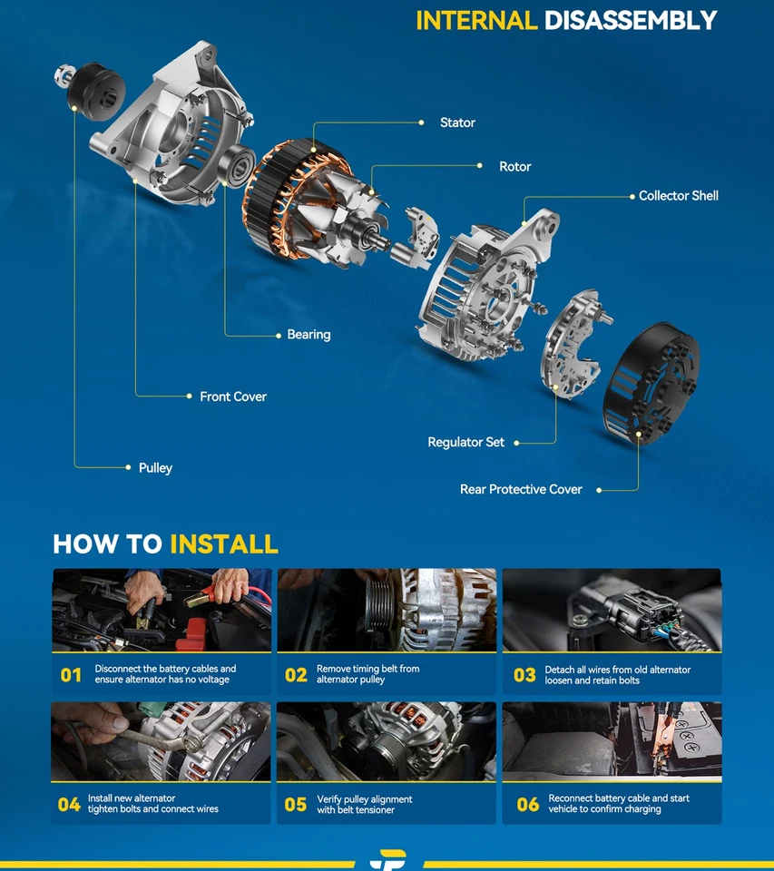 PHILTOP 13719 Alternator For 1997 1998 1999 2000 - 2003 Mazda Protege Protege5 Foto 3 de 4