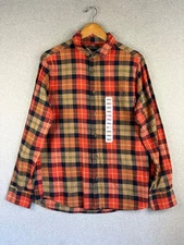 Eddie Bauer Flannel Shirt Mens Small Bittersweet Harvest Plaid Outdoor NWT