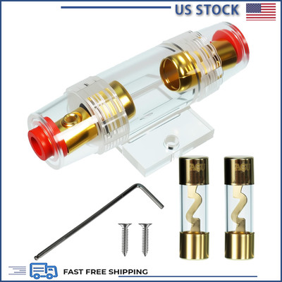 1Pcs 60A AGU Fuse Holder 60 Amp AGU Fuses, 4-8 AWG Inline, Car Audio, Model: 60A