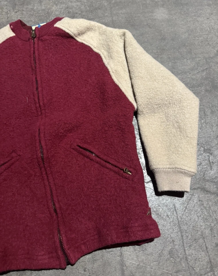 CHAQUETA DE LANA VIRGEN VINTAGE BURTON WOODLAND PARA HOMBRE XL SUÉTER CREMALLERA COMPLETA ROJO Foto 3 de 4