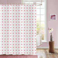Valentine's Day Shower Curtain, Weighted Bottom Romantic Love Theme Pink Litt...