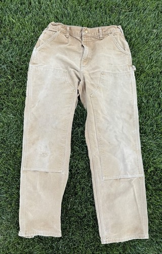 Men’s Carhartt Double Knee Pants Distressed & Faded 31x31 USA Made B01-BRN