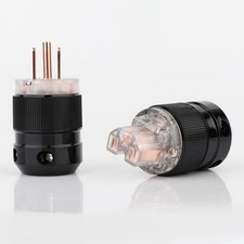 Pair of US Pure Copper HiFi Power Plugs Male and IEC C15 Female Connector