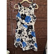 Floral Dress White Black Blue Sleeveless Party Sundress Casual Summer