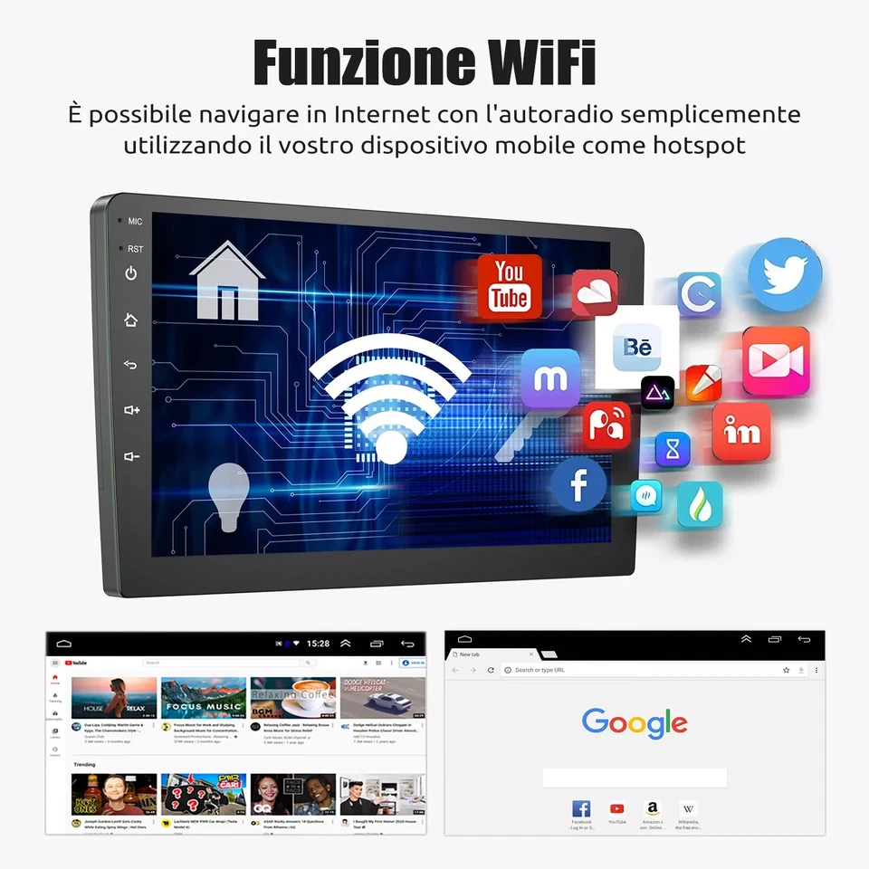 AUTORADIO 2 DIN 9" POLLICI ANDROID BLUETOOTH GPS 4GB DI RAM+64GB CON RETROCAMERA - Immagine 4 di 4
