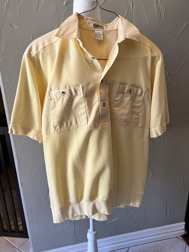 Vintage Norm Thompson Shirt Mens Large Red Knit Banded Waist Pullover Pockets - Picture 3 of 4