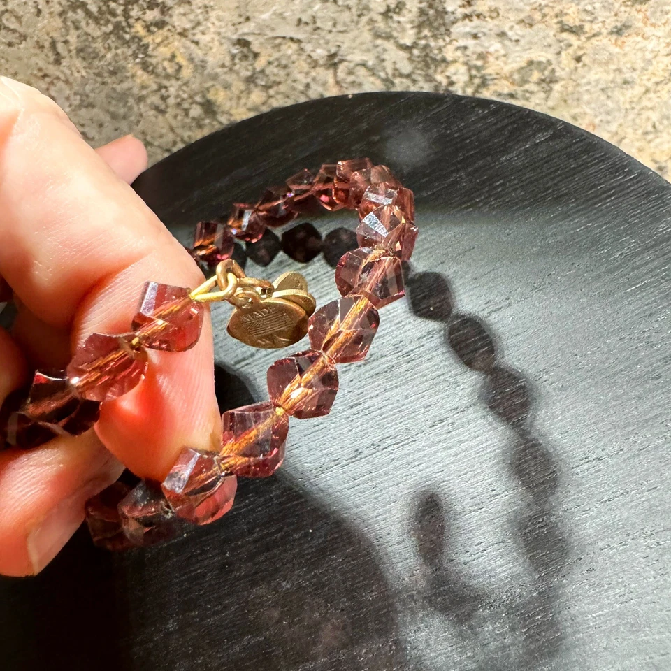 Pulsera ALEX AND ANI OS Oro Rafaeliano Vintage 66 Púrpura Ciruela Vidrio Cuentas Envoltura Foto 4 de 4