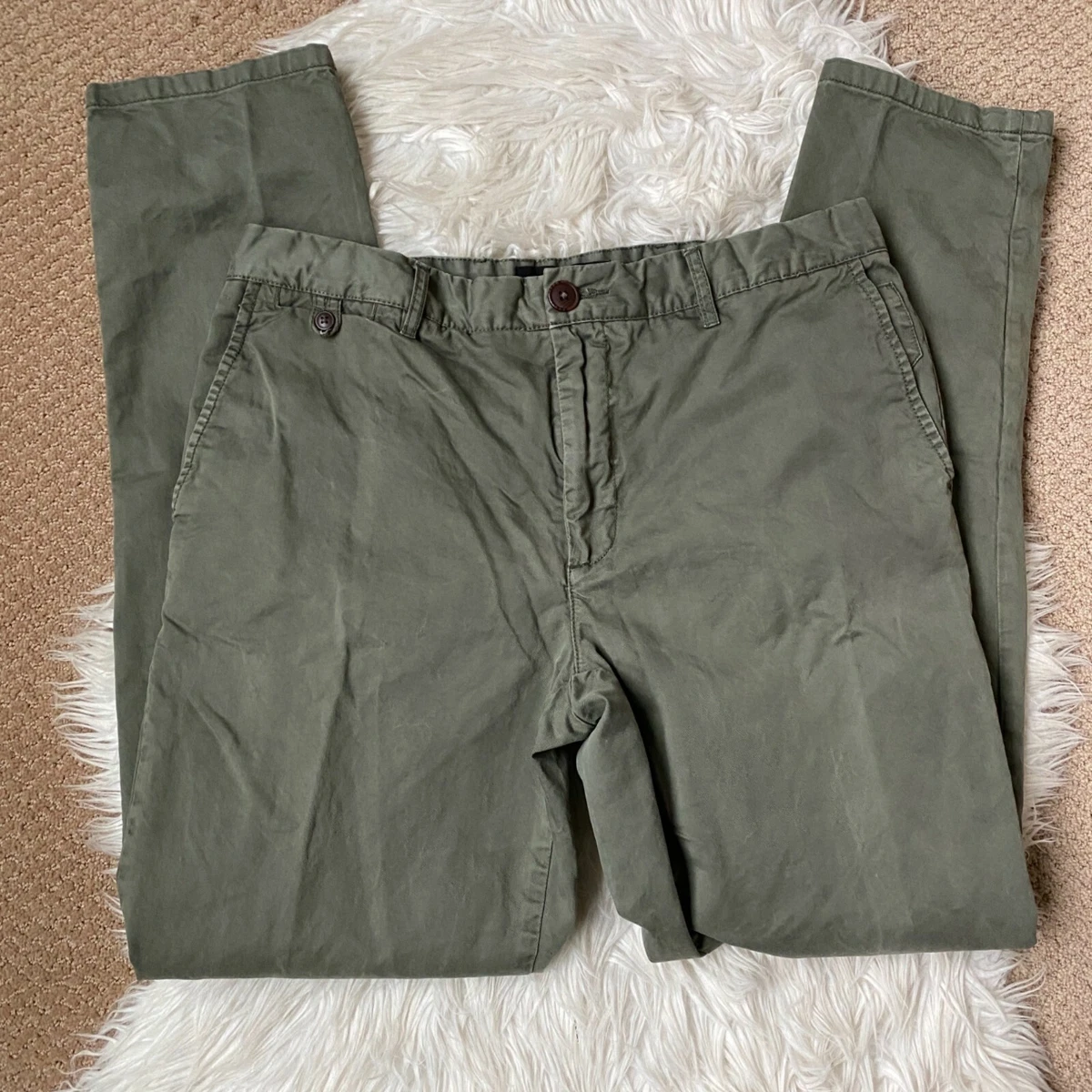 Mango Man Basics Olive Green Regular Fit Casual Pants Size US 34