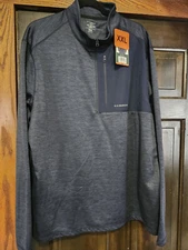 G.H. Bass Men's Quarter Zip Fleece Lined  Top Athletic Blue W/Chest Pocket XXL