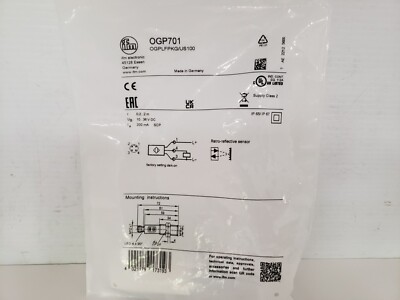 IFM ELECTRONIC OGPLFPKG/US100 LASER POSITION SENSOR (OGP701) NIB