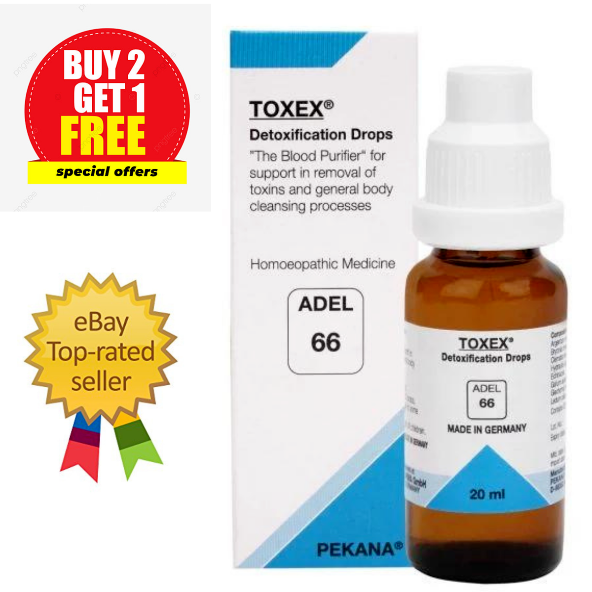 ADEL 66 Toxex German Homeopathy Drops 20 ml Detox Drops, BUY 2 GET