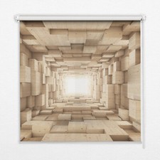 Thermal Roller Blinds Easy Fit Blackout Fabric Quality Bedroom 3D Wooden Hole