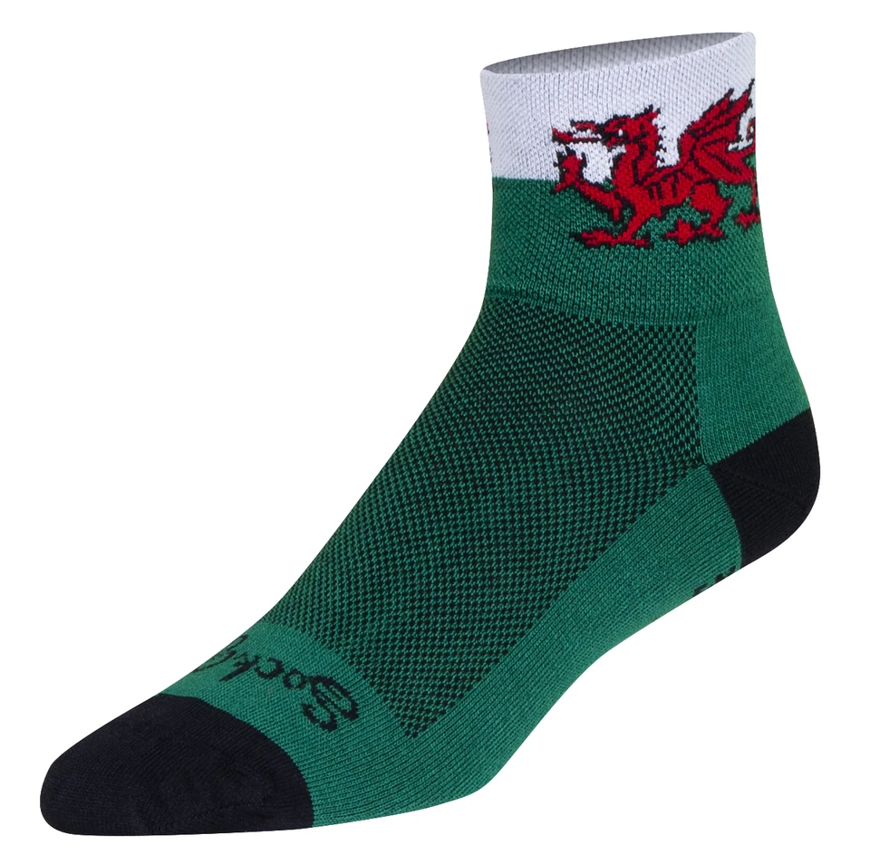 Socks - SockGuy - Welsh Dragon Green S/M 3" Classic Cycling/Running NEW - Image 4 of 4