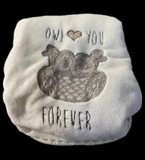 Levtex Baby White Blanket Owl Love You Forever Gray Owl 29x39.5" Plush Lovey-