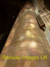 Listing image for Photo Church - Sherborne: stained glass light on abbey pillar c2012
