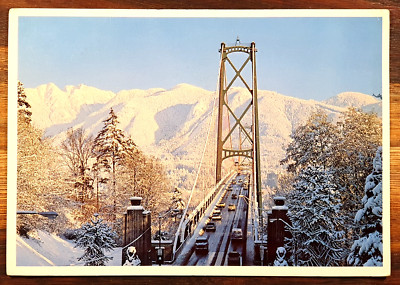 Nostalgische Ansichtskarte, Vancouver, 1985, Kanada, Lions Gate Bridge, Marke